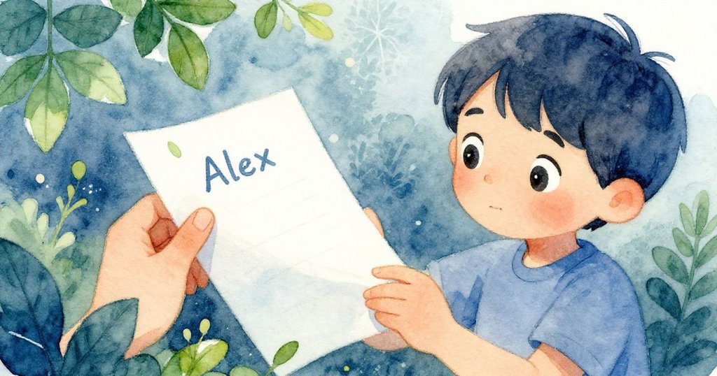 Alex專心閱讀神秘信件，手捧信紙細節清晰，場景充滿疑惑與期待，透露改變人生的伏筆。