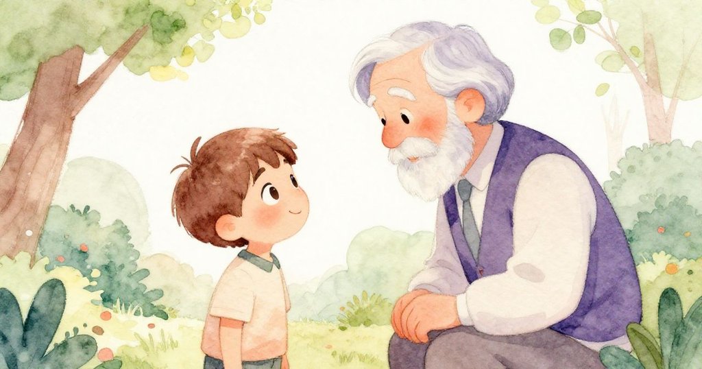 在柔和光環中，Alex與導師在室外溫馨相聚，相視微笑間傳達成長與堅韌的啟示。