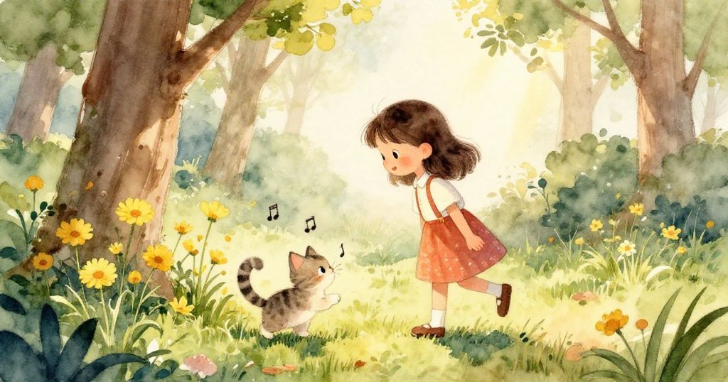 Lily彎腰摘花,手與黃花充滿細膩光澤,背景隱約顯示公園,自然溫柔氣氛生動展現。