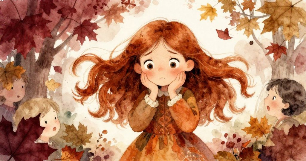 克拉拉立於紛飛落葉中，面露掙扎與震撼情感，秋林景色映襯內心激盪與挑戰覺醒。