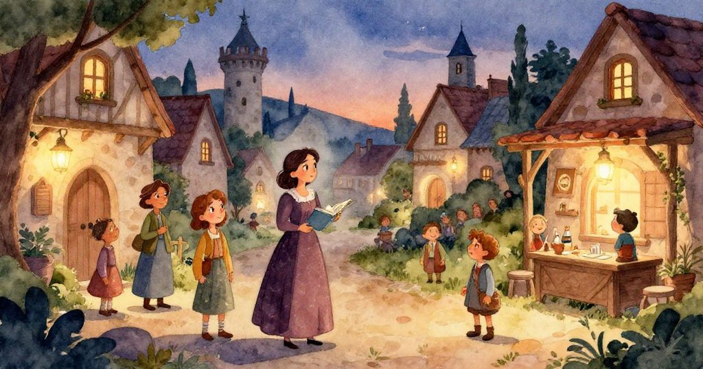 Isabella reaches out for a mysterious sealed letter in an abandoned bookshop, her hand interacting with the intriguing artifact amid a vast, dim interior.