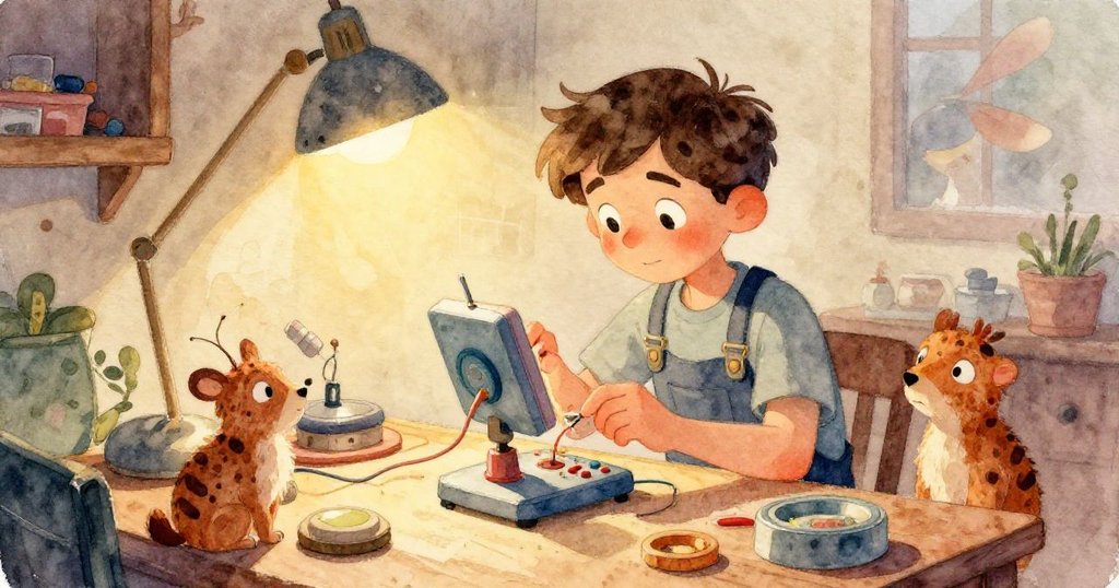 實驗室中未來裝置置於玻璃容器內，流體中散發藍粉光芒，呈現科技與魔幻融合的美感