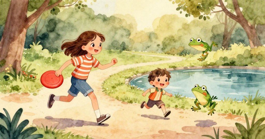 莉莉緊握著閃亮的紅色飛盤特寫畫面，陽光照射下飛盤閃爍著光芒，展現出遊戲中重要物品的細緻質感。