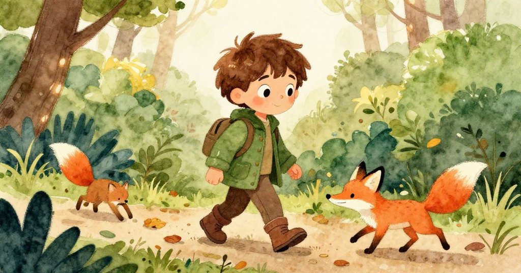 冒險家踏過落葉發出脆響,活潑小狐狸在綠叢中穿梭,充滿互動與自然樂趣