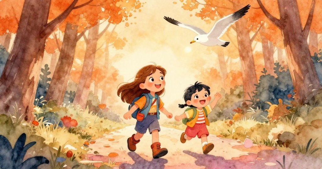 傍晚時分，安娜與朋友沿森林小徑歸家，伴隨上空飛翔海鷗，充滿希望與溫暖重逢之情。