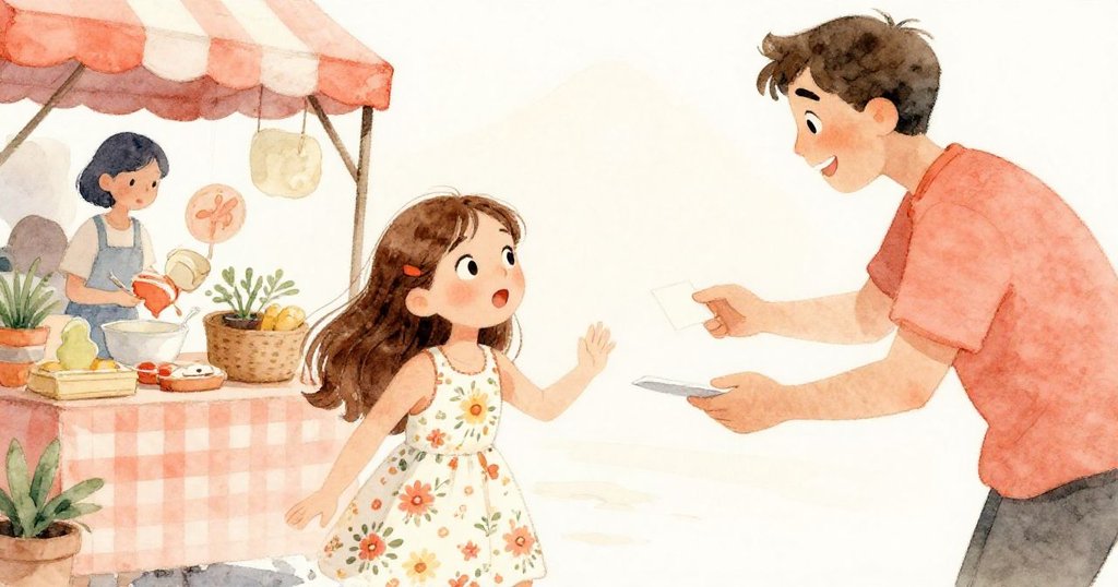 鐘聲響起時，艾瑪驚訝轉頭，一位送信男子走近，她與市場熱鬧場面互動，氣氛逐步升溫。