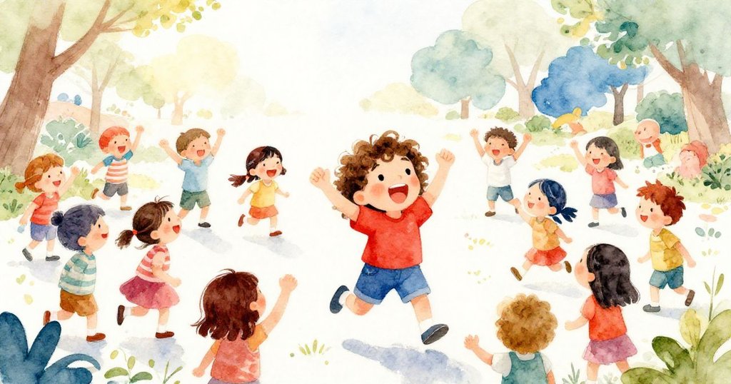 孩子與球員們在公園熱烈慶祝，笑容洋溢，團體歡聚展現故事轉向愉快結局，氣氛充滿溫馨