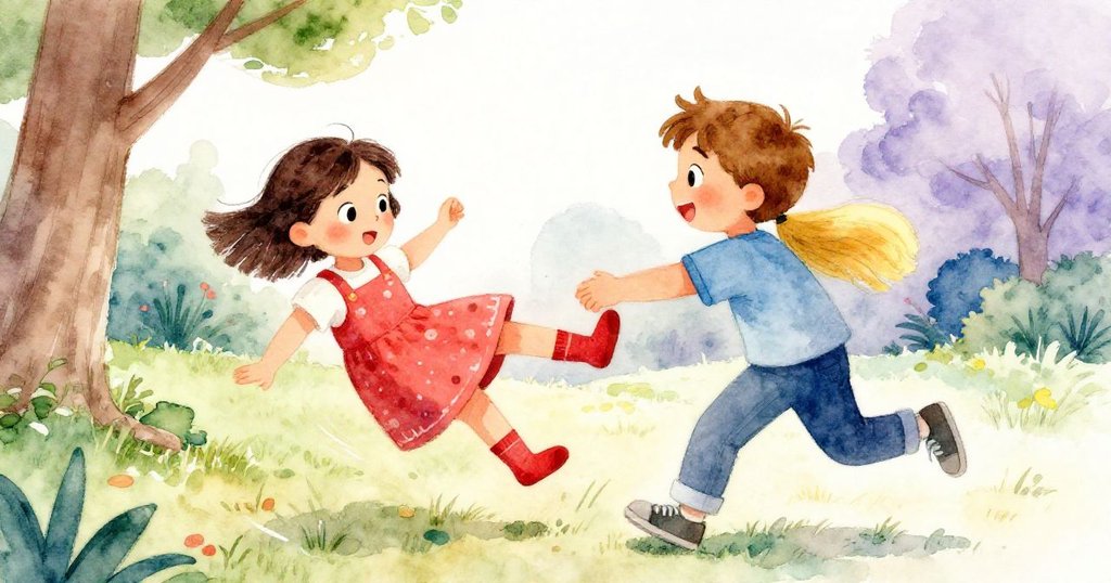 妹妹突然跌倒時亞歷克斯急忙扶住她，細心修整紅襪，流露出擔心與愛護的神情。