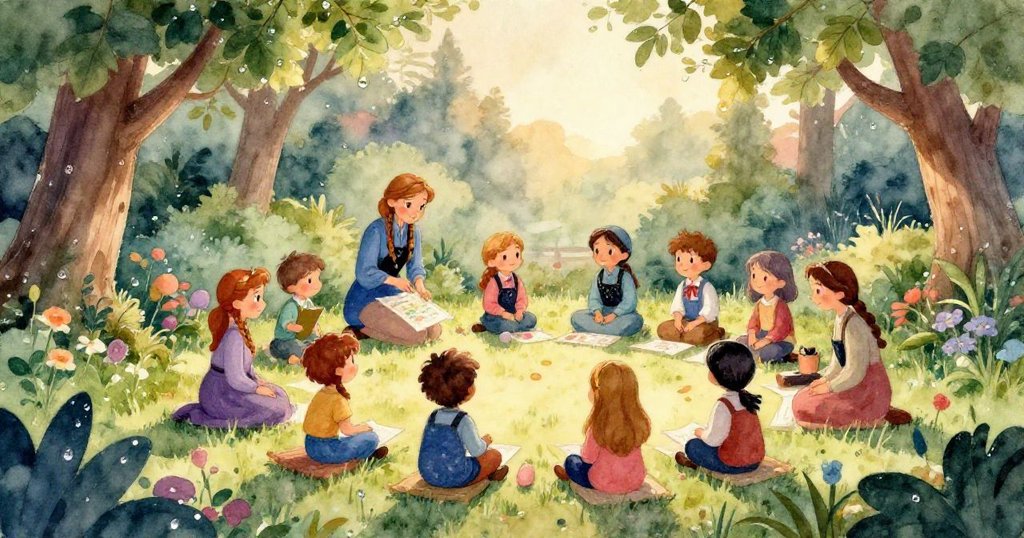 年輕的安娜在公園中探索,眼中充滿夢想,溫暖橙色與藍色融合的懷舊效果展現她對冒險的憧憬