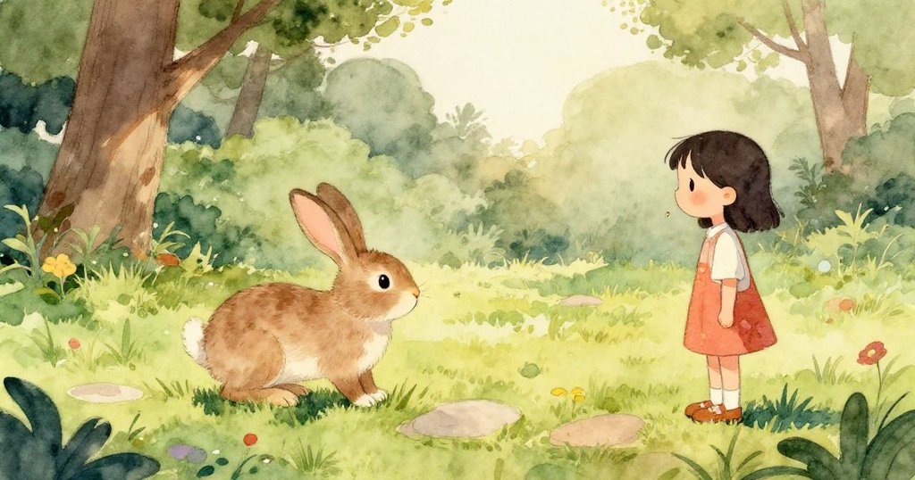 公園裡綠草搖曳,紅球緩緩滾動,樹葉隨風飛舞,營造溫暖而柔和的季節氛圍