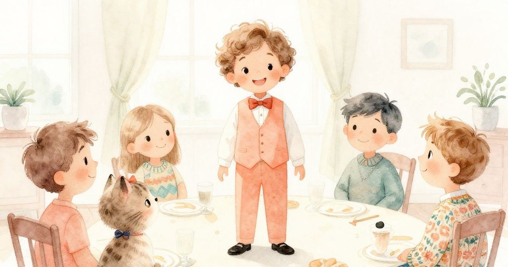 在寧靜溫馨的房間中，Singer Sam 與眾人和和平微笑，派對恢復歡樂氣氛，所有人共享安寧與滿足情感。