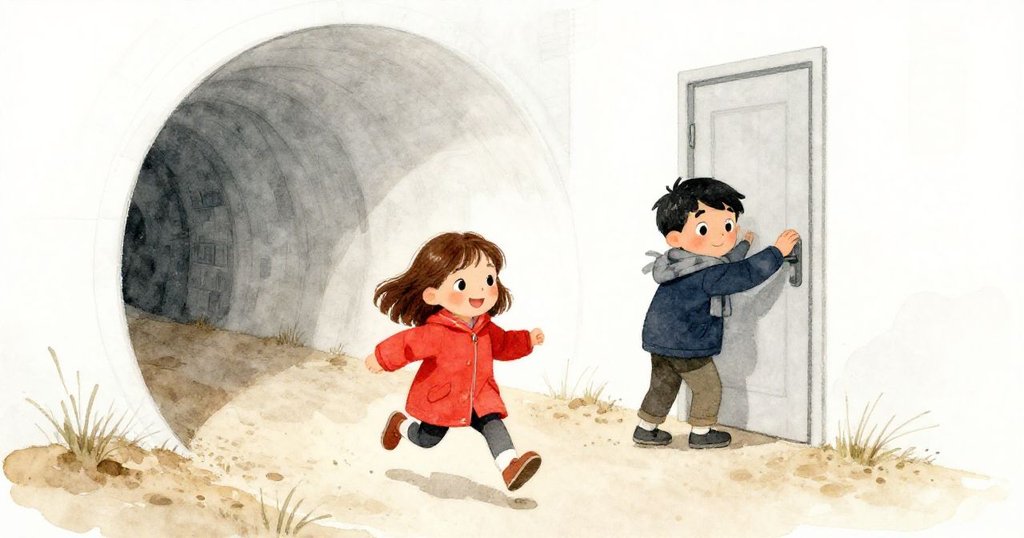 Lena快步穿過隱藏通道，Tom悄然關上門，兩人臉上流露平靜與安慰，環境顯示暴風雨過後的寧靜。