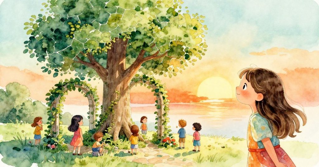 訪客進入大門時,完成的樹形馬賽克映襯著拱門,Mara微笑迎接,新生氣息與溫暖氛圍充滿庭院。