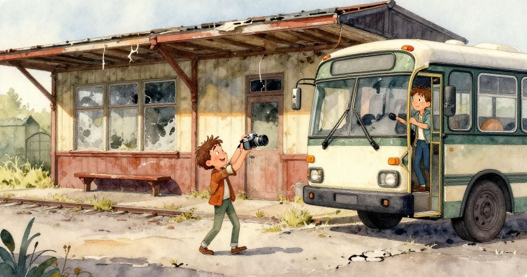 Rowan神情專注，特寫其夾克上閃爍紅燈，細節豐富展現冒險開始時的微妙光影。