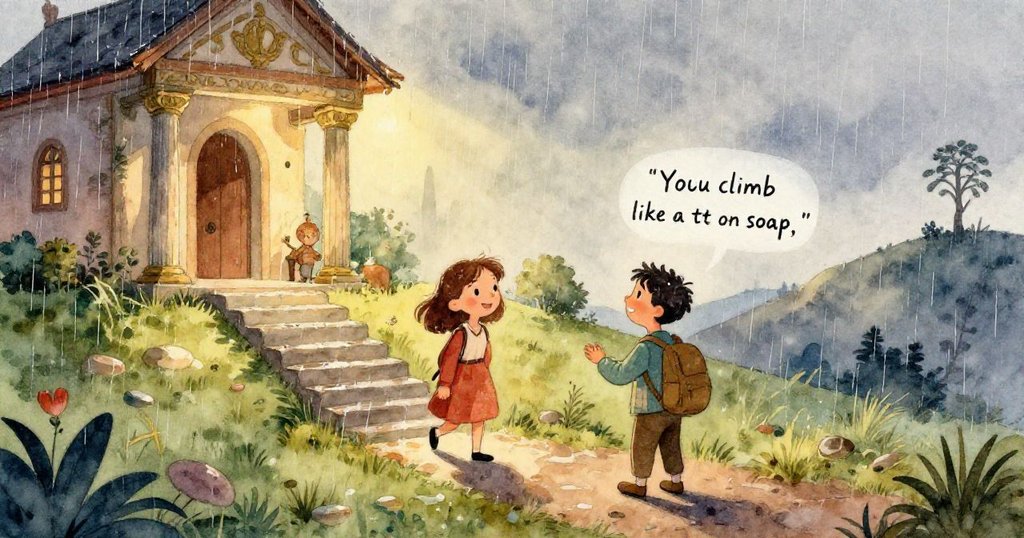 神殿內水坑反射出破碎燈籠與閃爍玻璃球，月光映出幽夢奇幻場景，充滿神秘歷史感。