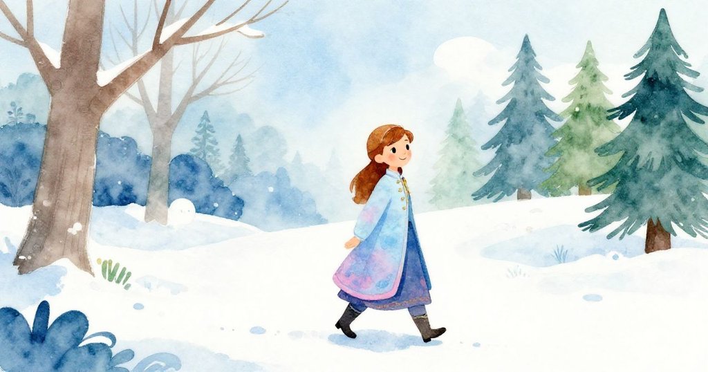 安娜在陽光明媚的公園中以剪影形式散步，展現悠閒步伐及柔和自然背景，充滿溫暖與寧靜氣息。