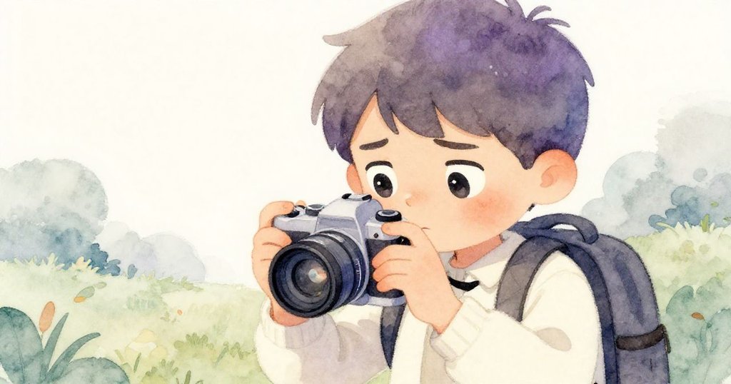 Milo特寫眼神聚焦相機螢幕紅燈閃爍,手調整鏡頭,內心複雜情緒展現堅定與一絲緊張。