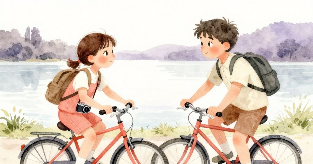 Jocelyn騎車抵達湖邊與Milo相遇,兩人對視中流露溫暖回憶與期待,現場浸透柔和懷舊光彩。