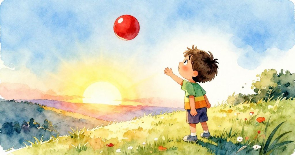 萊奧滿懷安心迎向回歸紅球，遠方開放地平線展現希望，陽光映照下顯示新旅程。