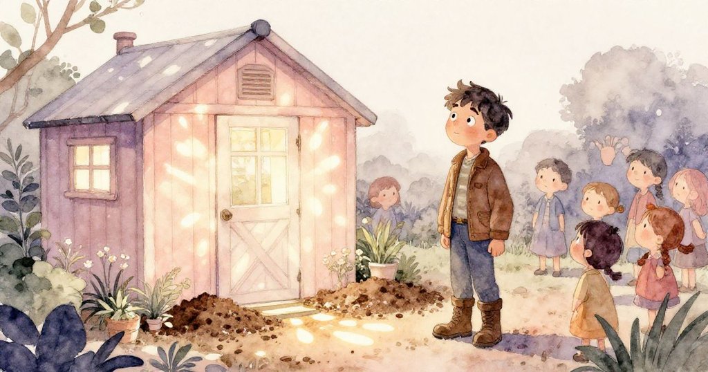 隨著陽光映照下的展棚內幕，Neal 與孩童共享光影奇蹟，結局溫馨寓意深遠。