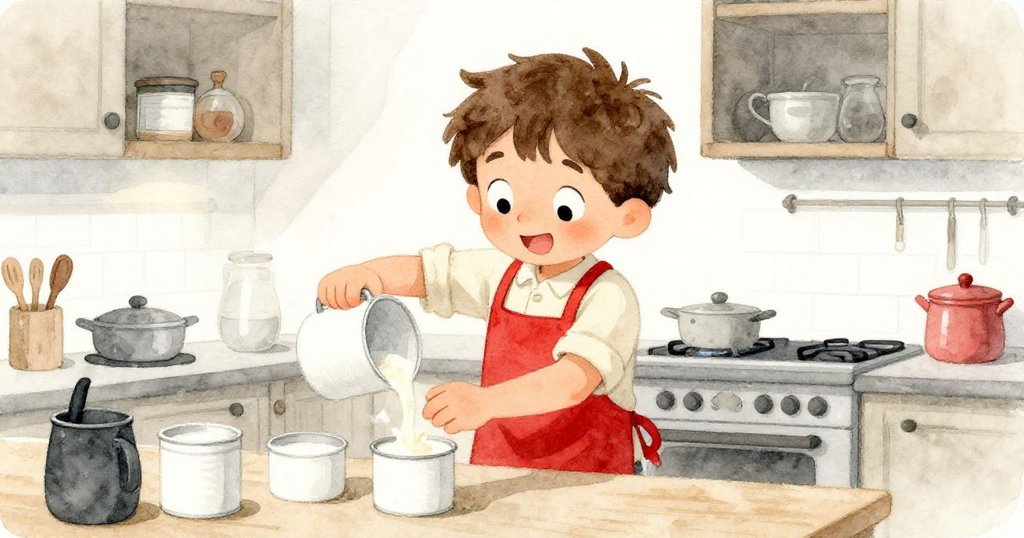 面對突如其來黑暗與混亂，Sam緊張而堅毅地迅速調整分裝蛋糕糊，廚房內光影交錯中映出他堅定不移的奮鬥神情。