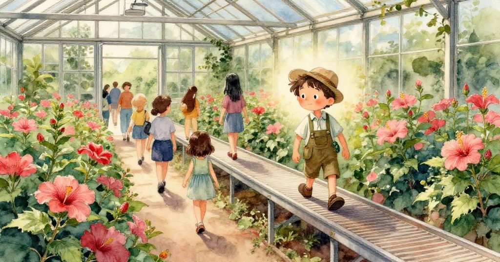 蝴蝶視角呈現,精緻的深翠蝶翼落在低石上,旁有皇蝶輕舞,喬納的手與模糊相機隱現,意境夢幻。