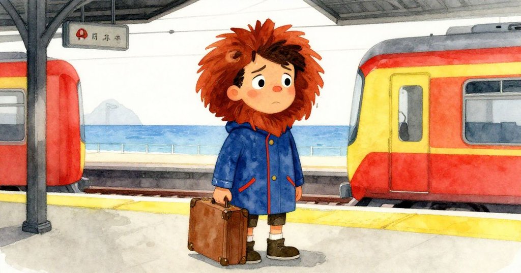 Lionel站在意外月台上，注視反向行駛的海岸列車，表情既憂慮又堅定，背景平台燈光柔和映襯著軌道。