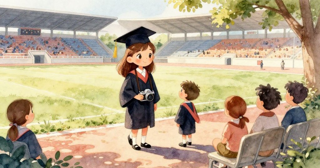 透過大玻璃窗見人群互動，家庭歡笑交談，樂隊準備演奏，氣氛熱鬧又溫馨。