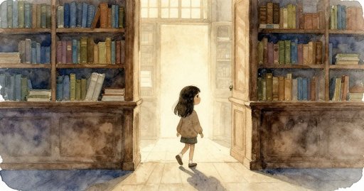 Mira at the Library Stair