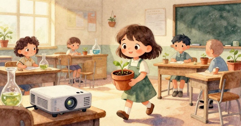 Cara因火花驚嚇，臉上流露驚奇與緊張，背景隱約呈現科學實驗室現代設備，情緒強烈轉折。