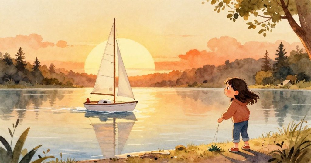 Mara在夕陽下更換電池後成功讓帆船航行，水庫平靜映出勝利與喜悅，展現完美最終成績。