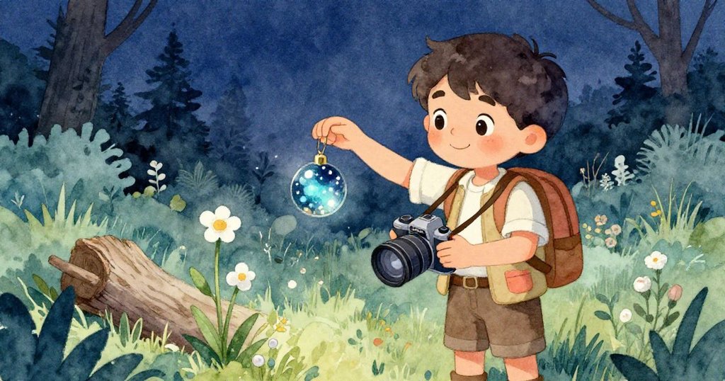 Marco在靜謐空地發現獨生野花，放下相機並輕鬆揮手告別夕陽，臉上流露滿足與溫柔告別情懷。