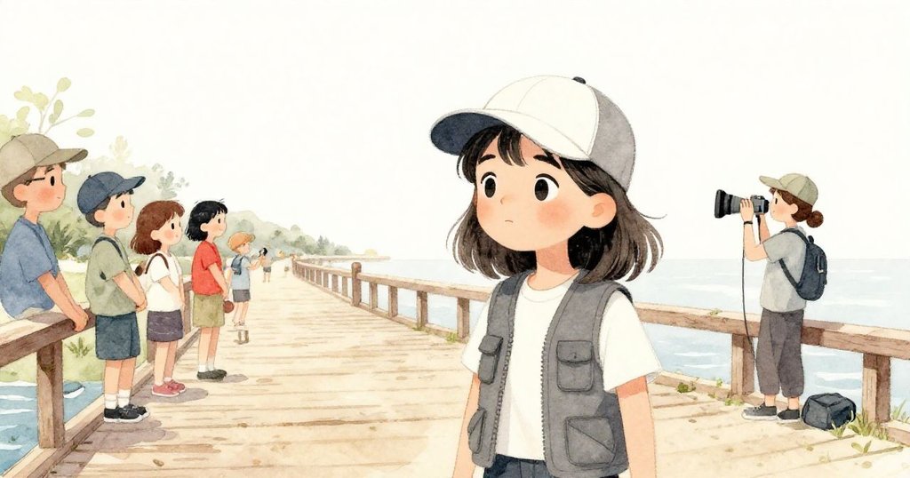 利奧拉完成海洋錄音，木橋上遊客與自然互動，海面恢復平靜，故事溫暖又深入延續。