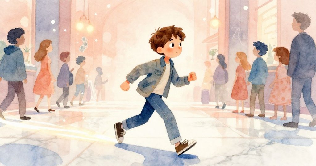 在亮光環繞下，Miles急步前行，走出一道閃爍軌跡，充滿決心與動感，展示內心堅毅。