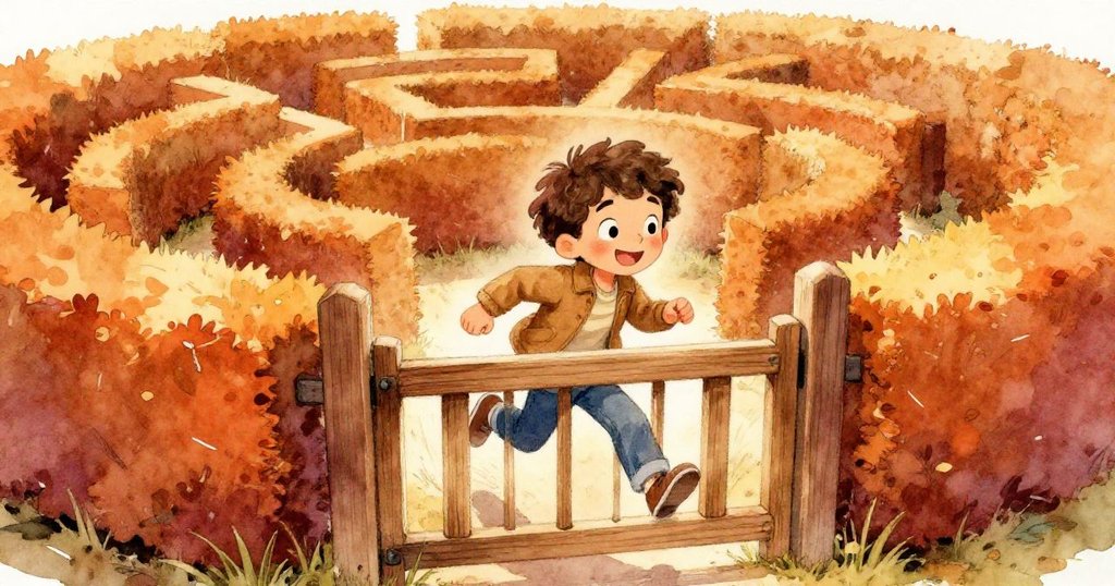 Felix急速穿過正旋轉的木門，機械與自然交織出緊湊氛圍，他充滿果斷與激動的冒險畫面耀然展現。