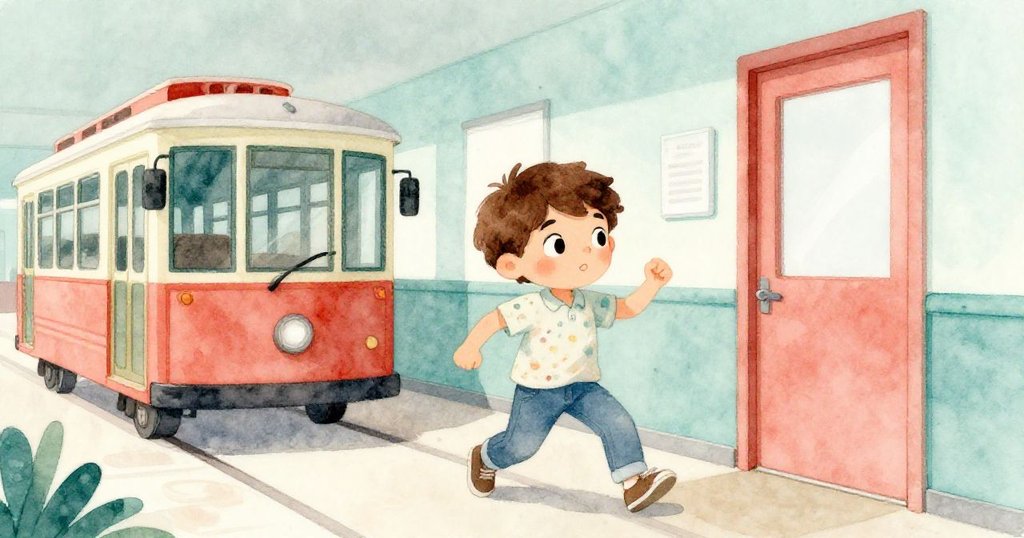 米洛面對擋路的手推車時果斷轉向服務門，神情堅定，展現出面對困境時的決心和轉機。