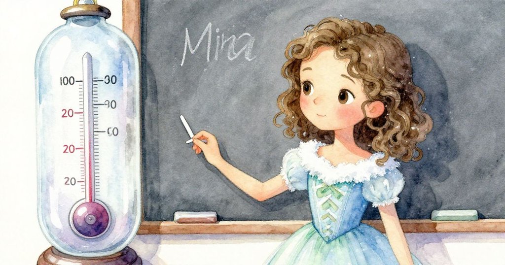 米拉聚精會神記錄玻璃氣壓計讀數,柔和陽光映襯工具細節,神情專注中透露著對自然預測的熱忱。