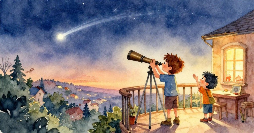 李奧正用細扳手調整望遠鏡底座螺栓，手部細節與金屬摩擦感明顯，呈現刻苦與細心的情緒。