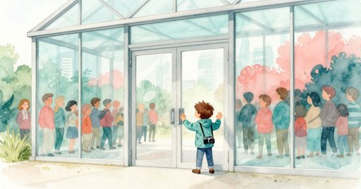 Milo Before the Glass Doors