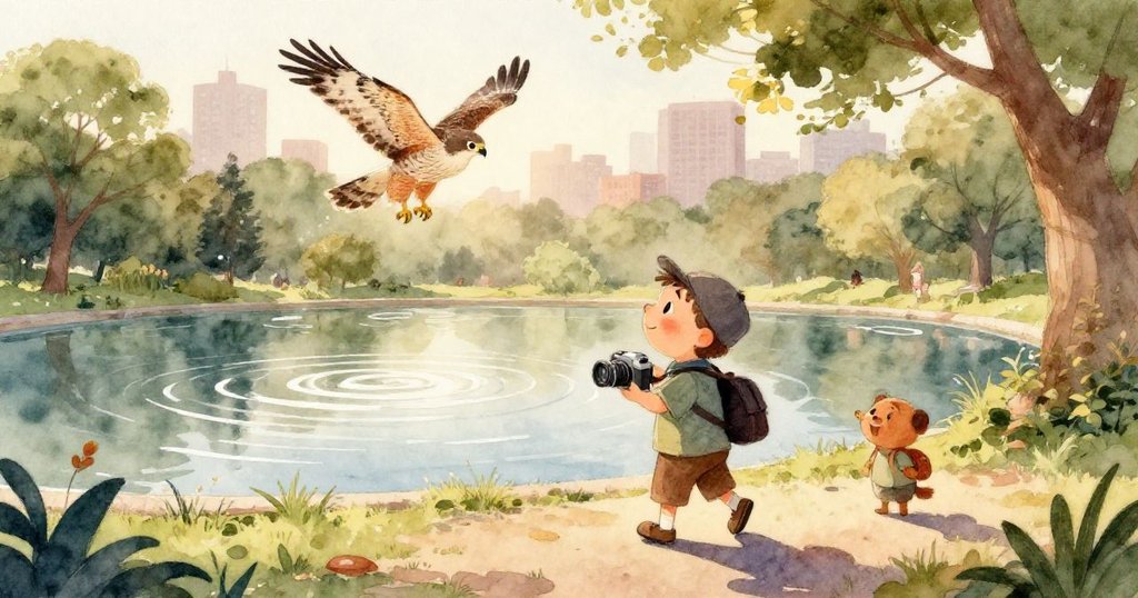 小男孩躲在蘆葦後，專注的雙手仔細調整相機，細節展現出溫柔與堅定的心情。