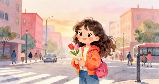 Mila at the Busy Crosswalk