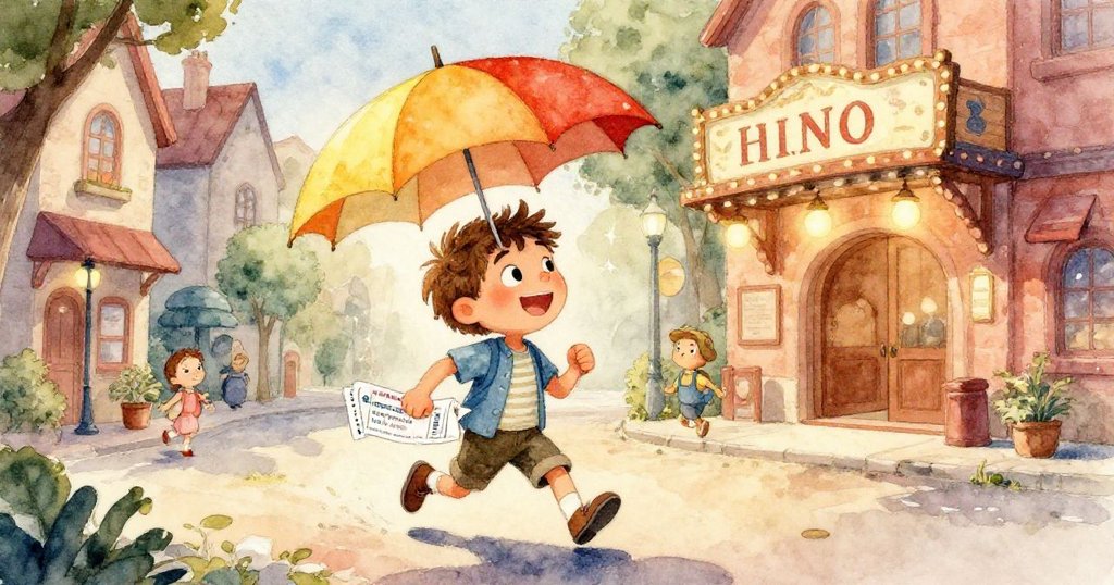 米洛在狹窄小路上奔跑,特寫他的跑鞋和水花四濺的積水,充滿動感與生動細節。