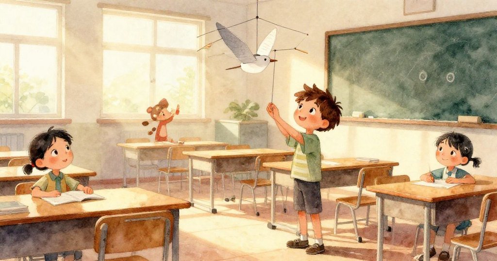 Leo專注操作雙手折疊彩色紙翼，膠痕清晰呈現創作細節，溫柔燈光下流露堅持精神。