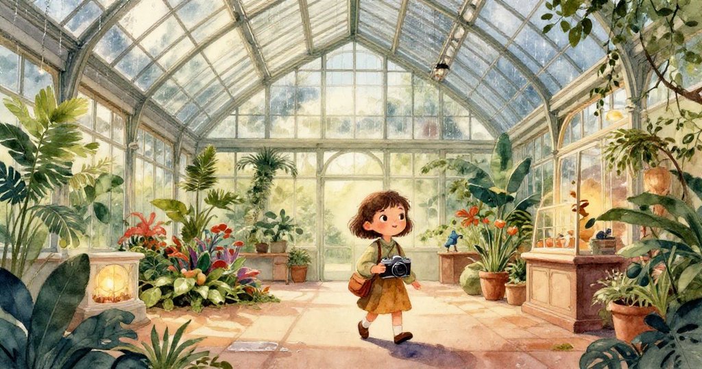 Mia視角下，池面上花瓣隨水光和陽光飄動，構成詩意夢幻圖景，呈現瞬間奇妙變化。