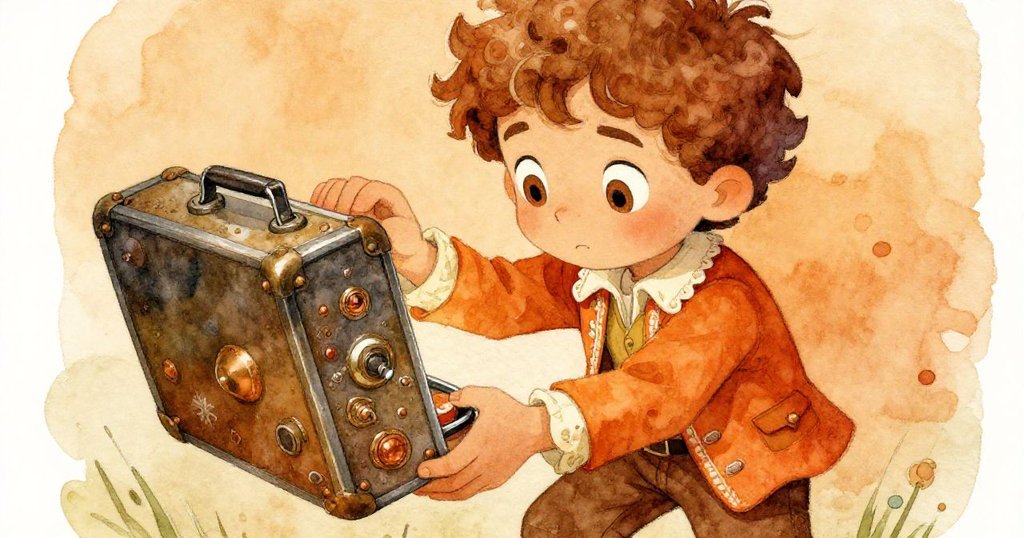 Finley緊握金屬箱，聚焦展示箱子的精細質感，其表情專注充滿秘密任務的期待