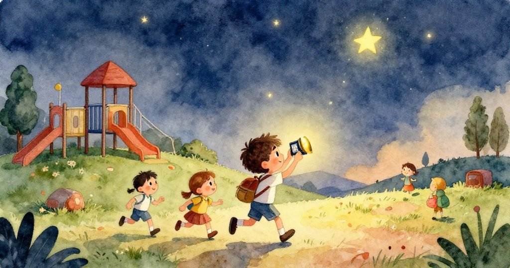 米羅專注調整相機，手指靈巧轉動設定，展現細膩操作與堅定冒險精神，背景透出晨光與自然氣息。