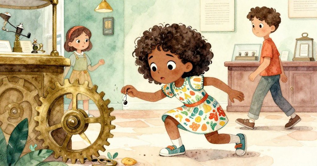 妮婭蹲下伸手搶回滑落在欄杆旁紙冊，旁人匆促經過，動作緊湊卻不失溫馨溝通氛圍。