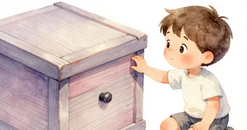 特寫畫面中,Leo輕觸搖晃的木箱,展示出精美木紋,表情專注,突顯出探索與細緻的用心調整瞬間。