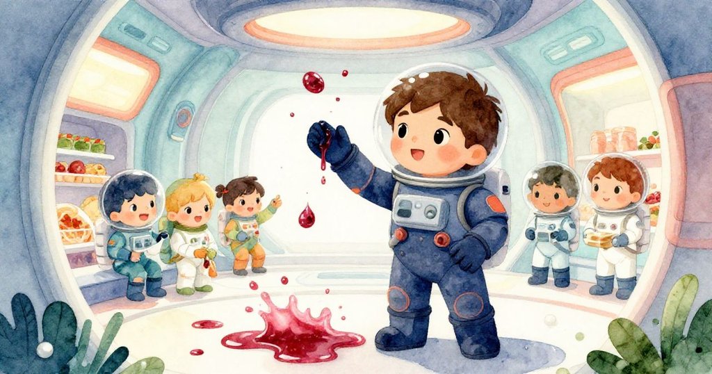 Kai與船員在小食區忙著清理飛散的莓果糖漿液滴，彼此協作中充滿驚訝與溫馨，環境活力四射。