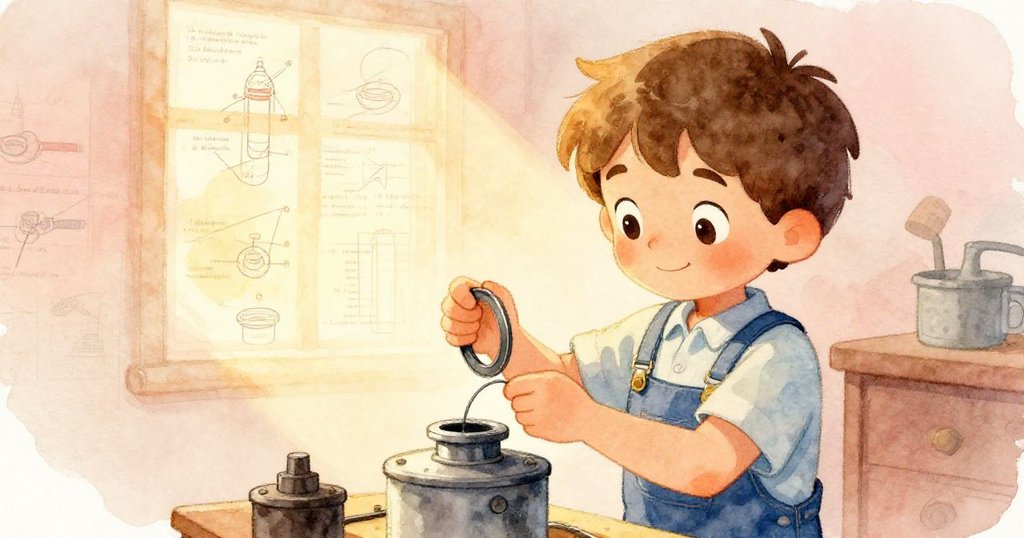 Milo仔細安裝儲水槽,回憶昨夜學習圖解,現場環境溫暖帶著專注與回憶。